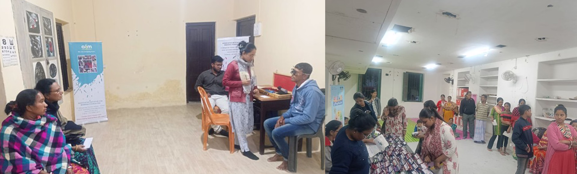 An elderly person getting an eye check-up